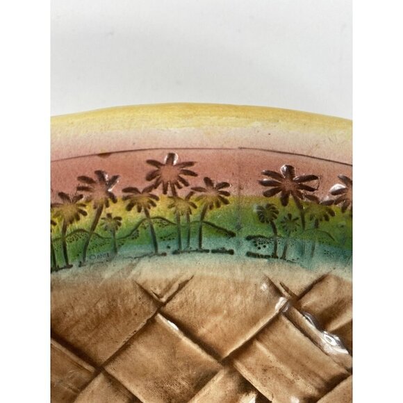 Kani of Hawaii Handmade Hibiscus 11.5” Bowl Basketweave Sunflower Ceramic Bowl - Picture 4 of 12